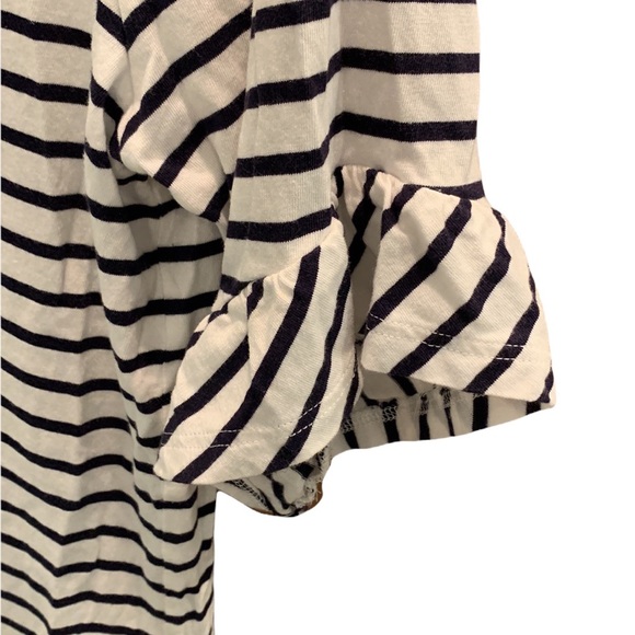 Boden Supersoft Frilled Cuff Tee Ivory/Navy, Sz Small - Picture 8 of 9